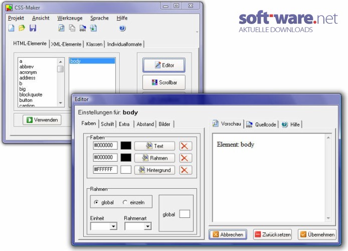 CSS-Maker - Download (Windows / Deutsch) bei SOFT-WARE.NET
